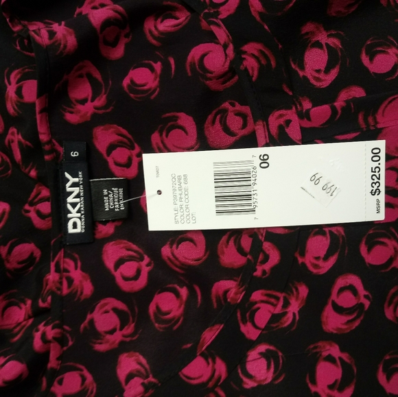 NWT DKNY silk floral dress with self belt - Picture 4 of 7